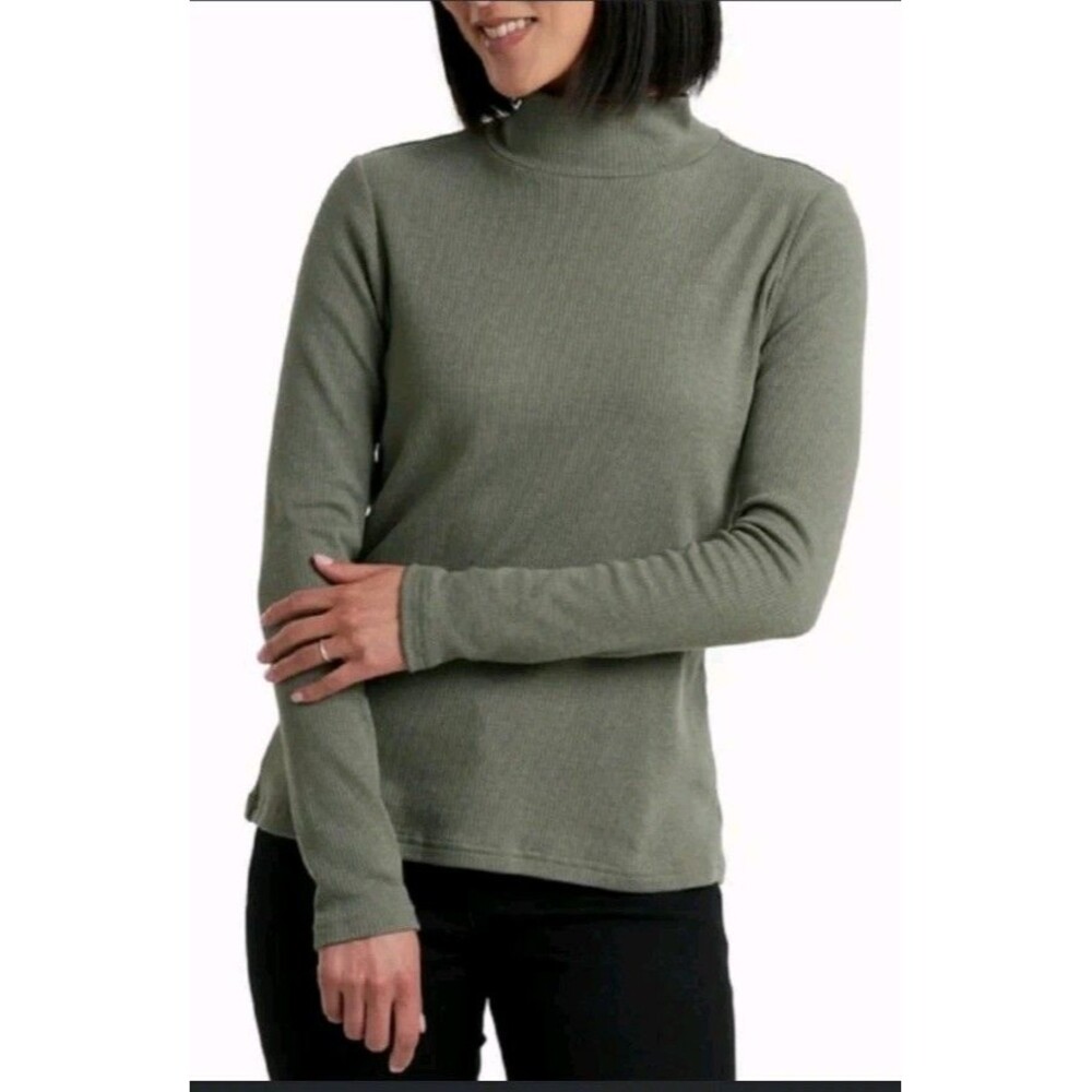 Kuhl Verona Rib Long Sleeve Shirt Green Small Casual Comfort Wardrobe Basics